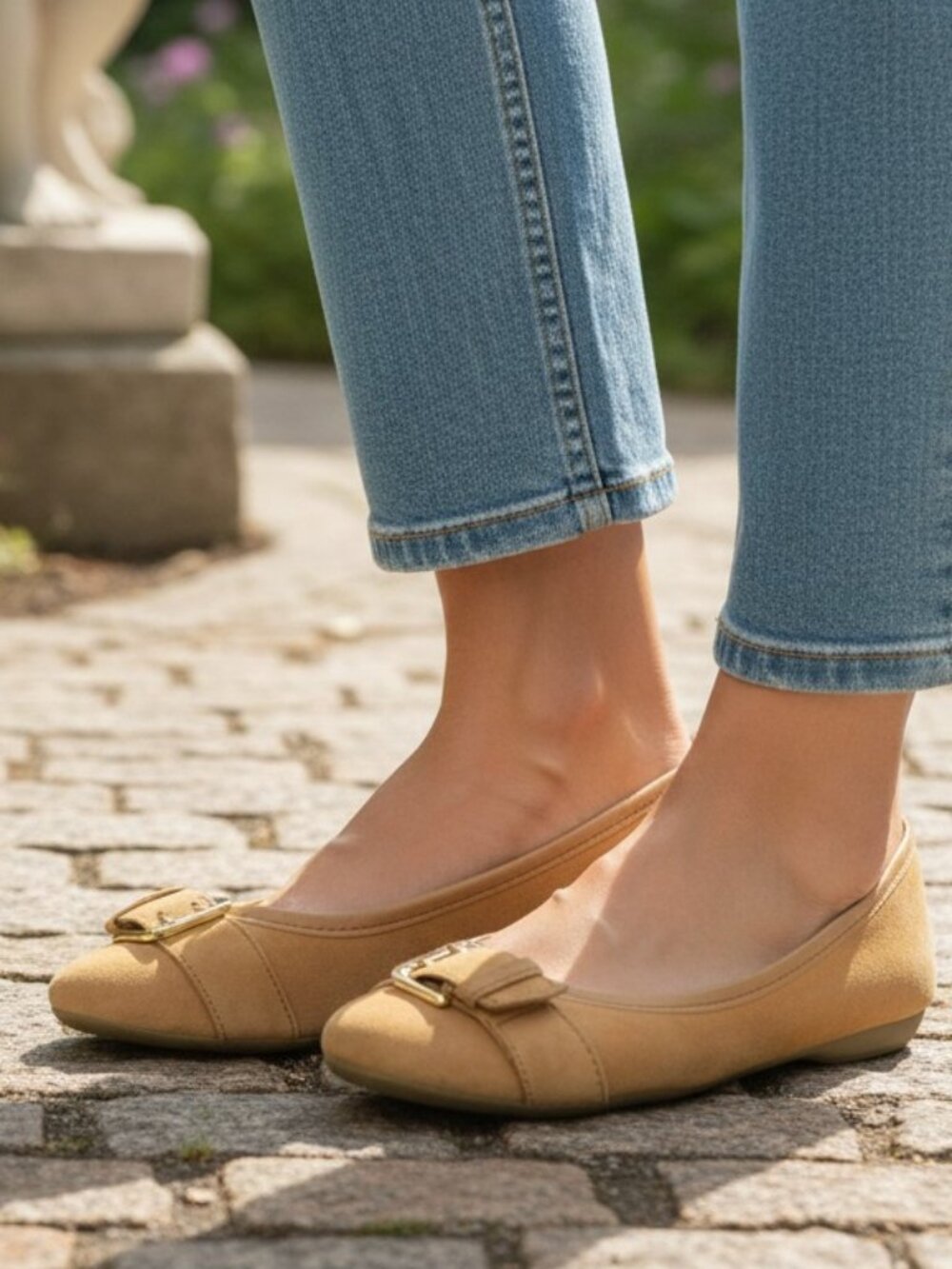 Raphael Tan Suede Buckle Flats